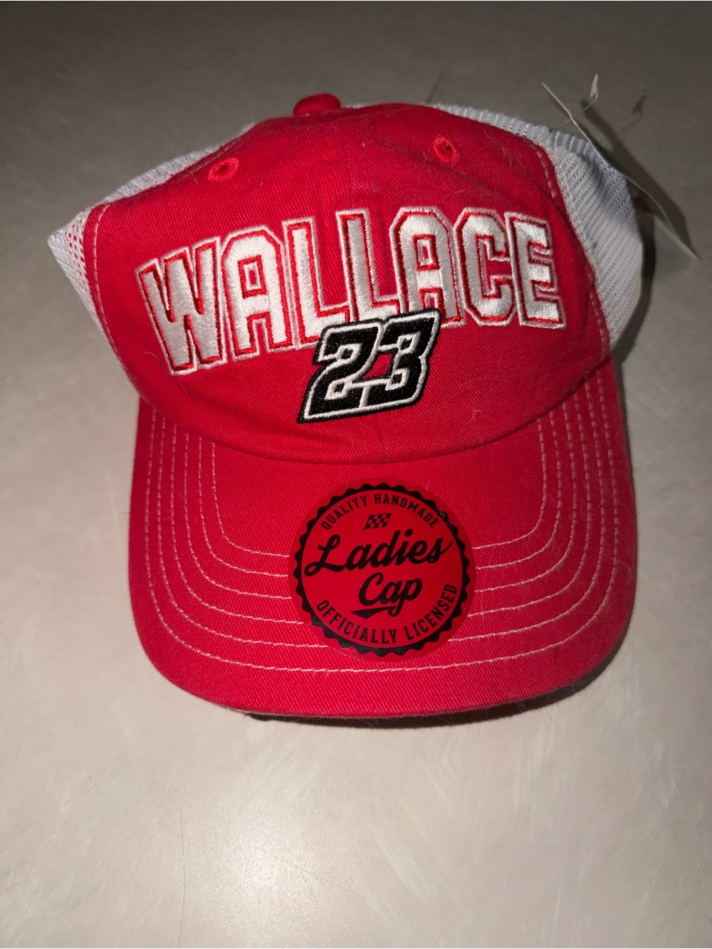 NWT NASCAR Bubba Wallace #23 Ladies Trucker Hat Cap Red White Checkered Flag
